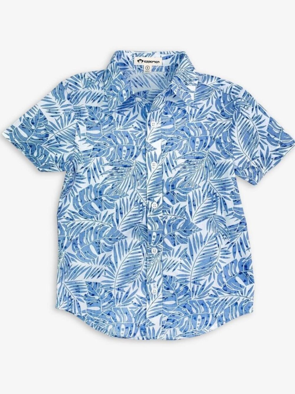 Appaman Blue Palms Day Tropical Leaf Short Sleeve Button Up Party Shirt 5